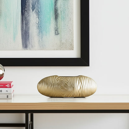 7" Gold Oval Aluminum Table Vase - Loft&Timber