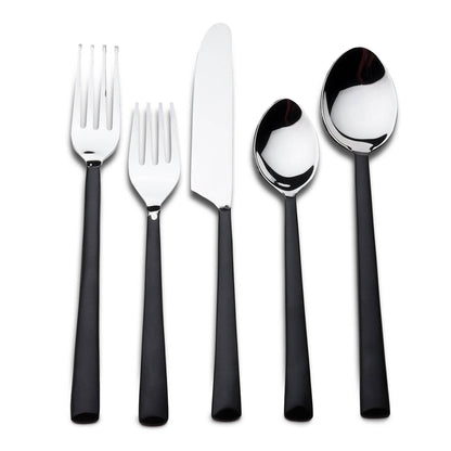 Matte Black Stainless Steel Twenty Piece Hand Forged Flatware Set - Loft&Timber