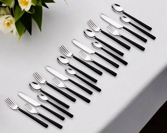 Matte Black Stainless Steel Twenty Piece Hand Forged Flatware Set - Loft&Timber