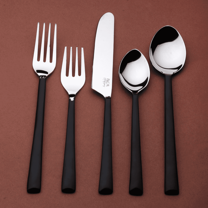 Matte Black Stainless Steel Twenty Piece Hand Forged Flatware Set - Loft&Timber