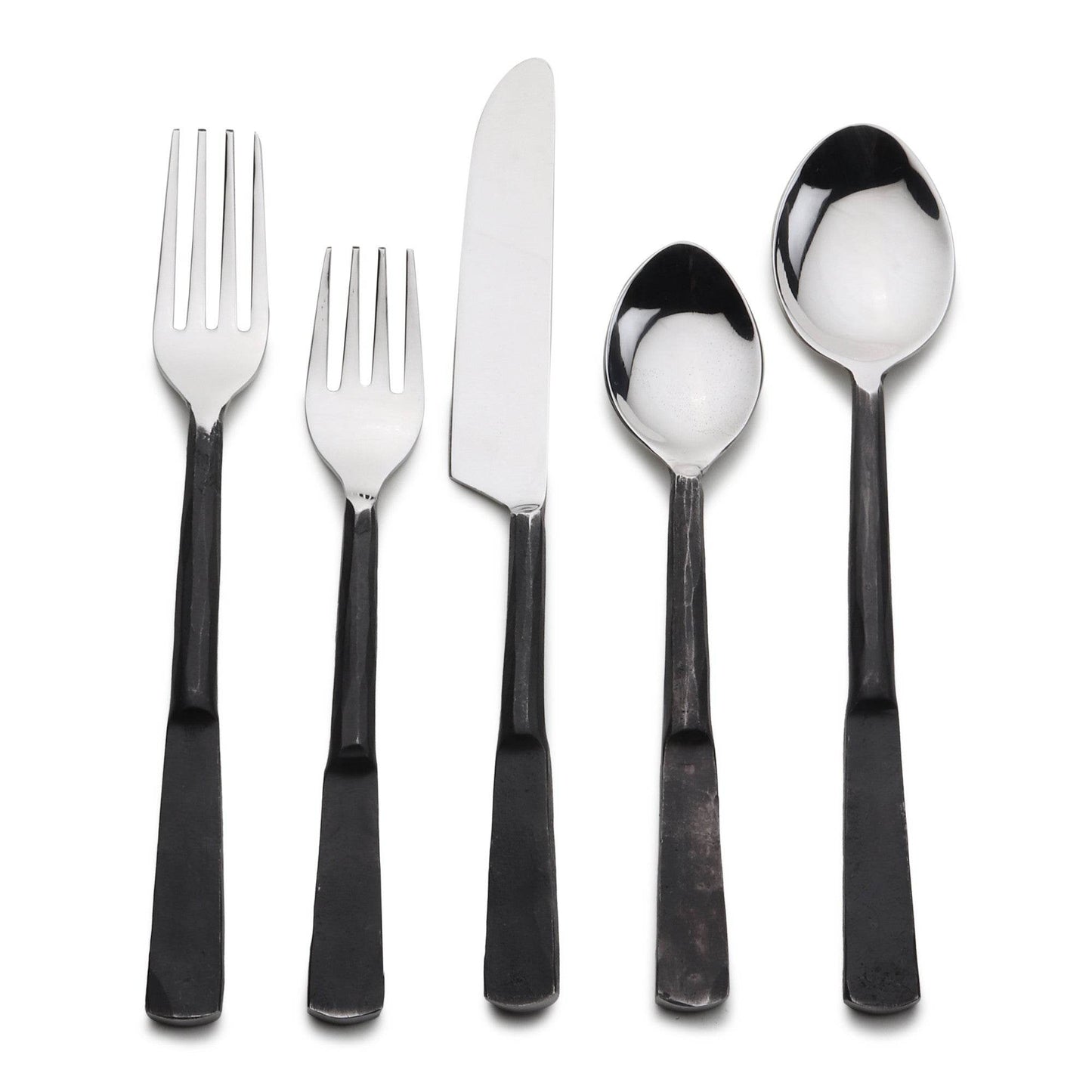 Matte Black Stainless Steel Twenty Piece Hand Forged Flatware Set - Loft&Timber