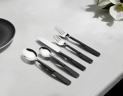 Matte Black Stainless Steel Twenty Piece Hand Forged Flatware Set - Loft&Timber