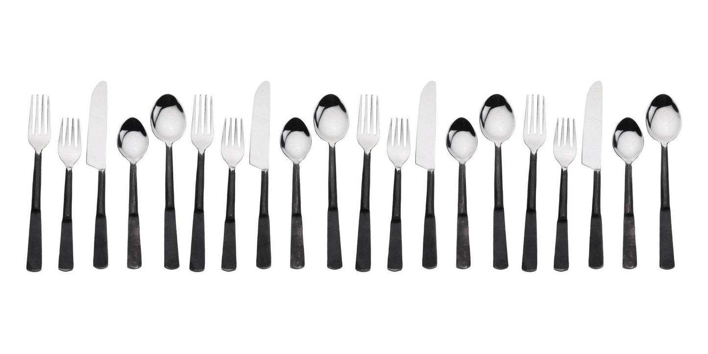 Matte Black Stainless Steel Twenty Piece Hand Forged Flatware Set - Loft&Timber