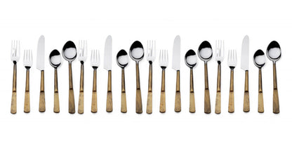 Matte Gold Stainless Steel Twenty Piece Hand Forged Flatware Set - Loft&Timber