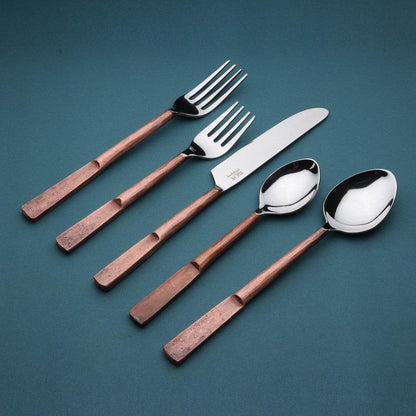 Matte Copper Stainless Steel Twenty Piece Hand Forged Flatware Set - Loft&Timber