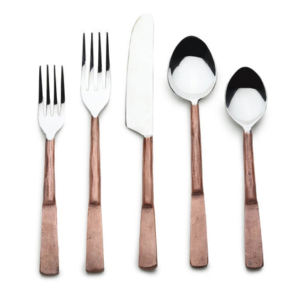 Matte Copper Stainless Steel Twenty Piece Hand Forged Flatware Set - Loft&Timber