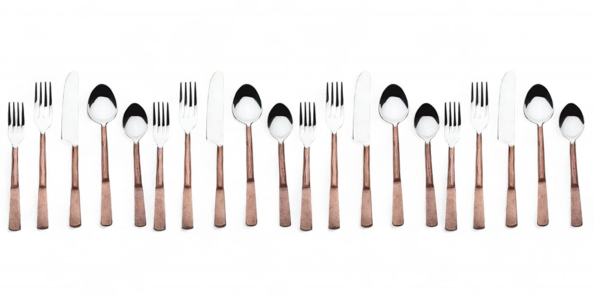 Matte Copper Stainless Steel Twenty Piece Hand Forged Flatware Set - Loft&Timber