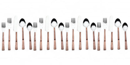 Matte Copper Stainless Steel Twenty Piece Hand Forged Flatware Set - Loft&Timber