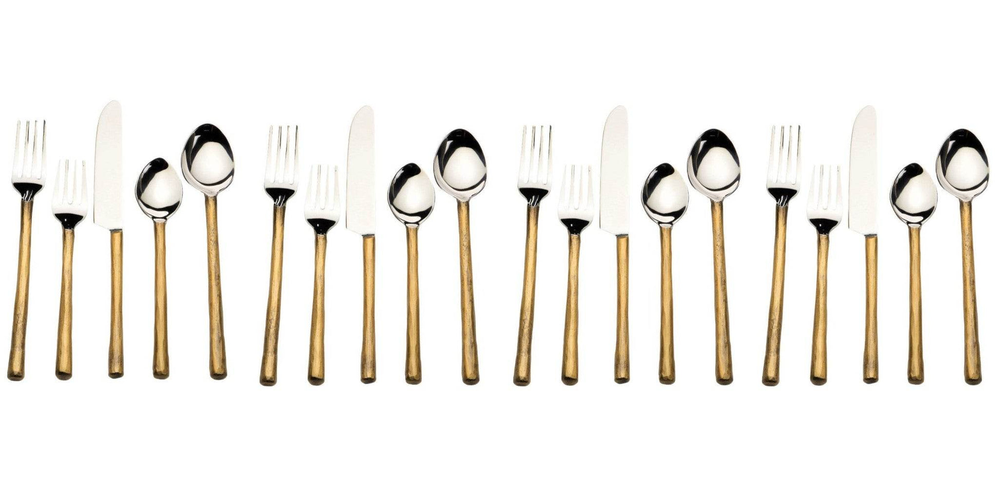 Matte Gold Stainless Steel Twenty Piece Hand Forged Flatware Set - Loft&Timber