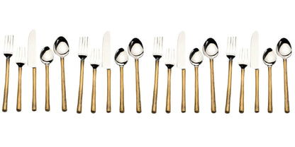 Matte Gold Stainless Steel Twenty Piece Hand Forged Flatware Set - Loft&Timber
