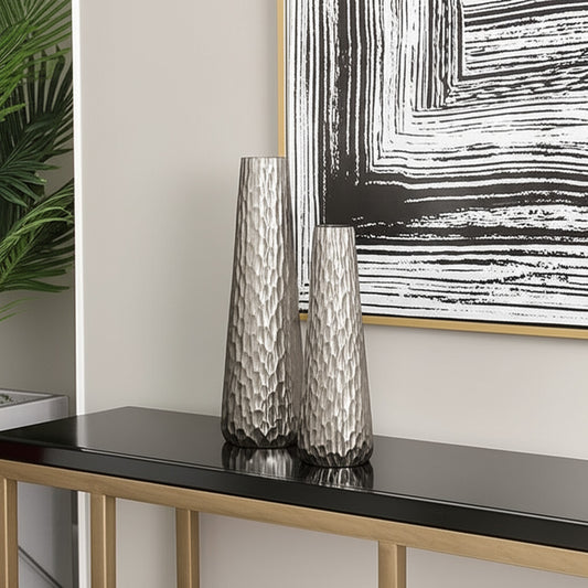 23" Silver Round Aluminum Table Vase - Loft&Timber