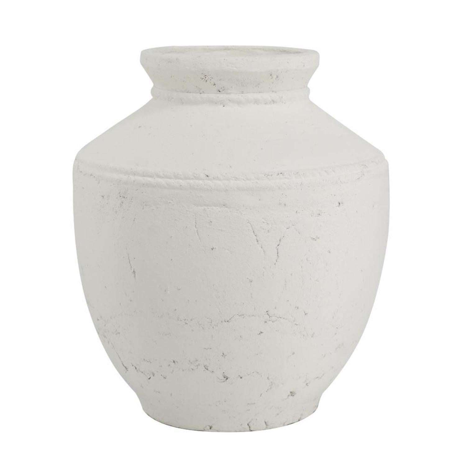 14" White Terracotta Round Jug Vase - Loft&Timber