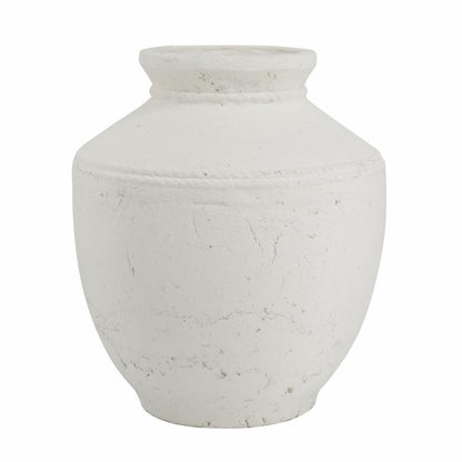 14" White Terracotta Round Jug Vase - Loft&Timber