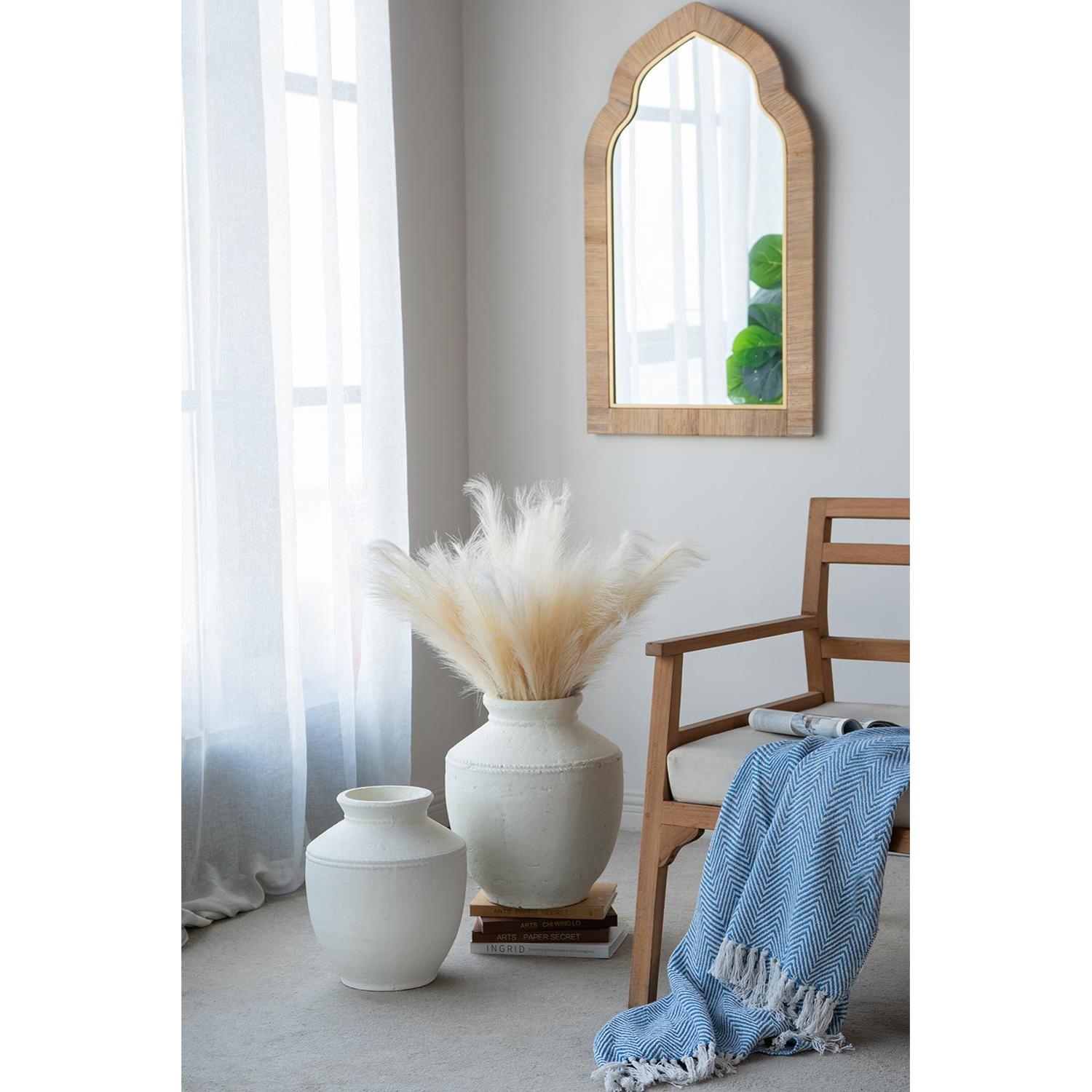 14" White Terracotta Round Jug Vase - Loft&Timber