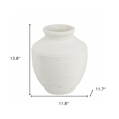 14" White Terracotta Round Jug Vase - Loft&Timber
