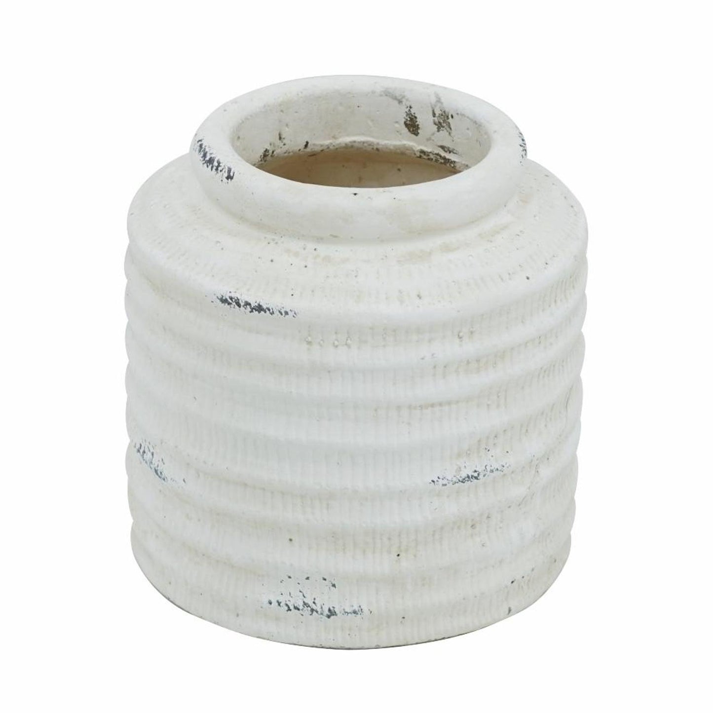 6" White Stoneware Round Jug Vase - Loft&Timber