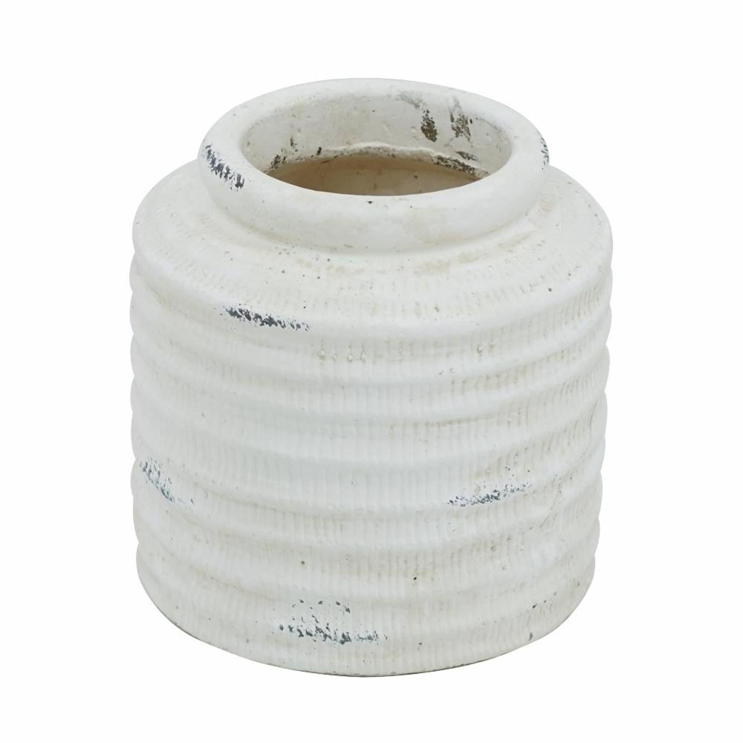 6" White Stoneware Round Jug Vase - Loft&Timber