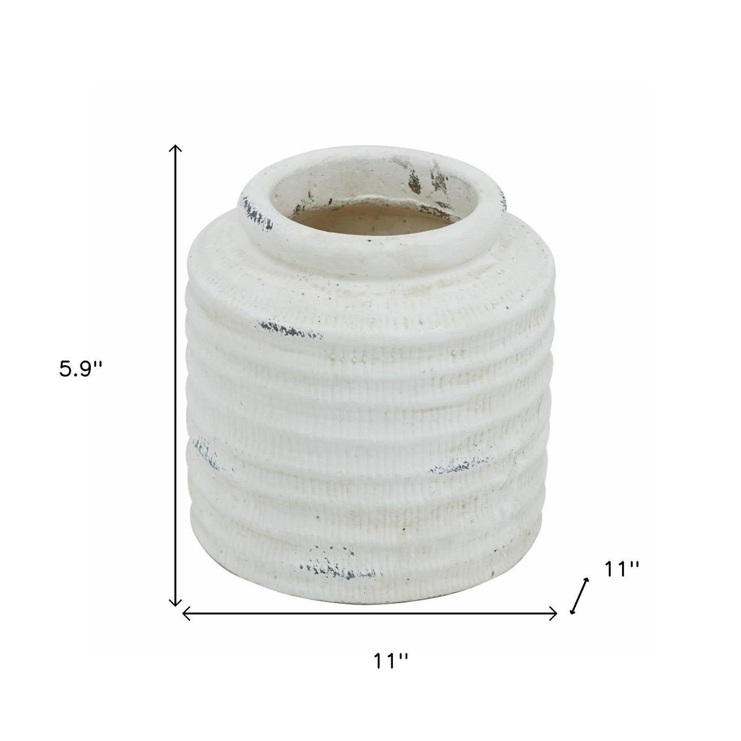 6" White Stoneware Round Jug Vase - Loft&Timber