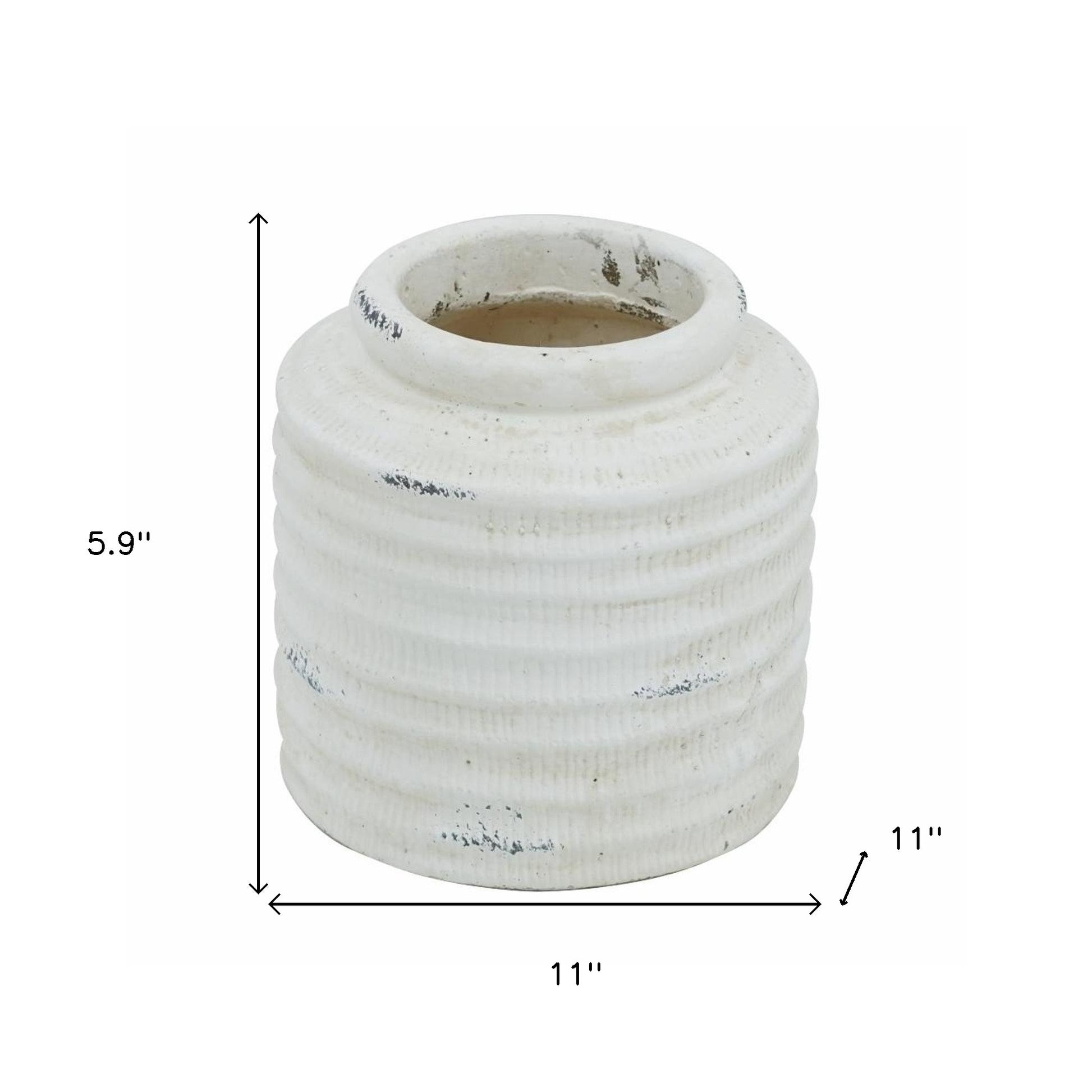 6" White Stoneware Round Jug Vase - Loft&Timber