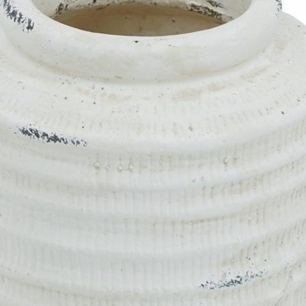 6" White Stoneware Round Jug Vase - Loft&Timber