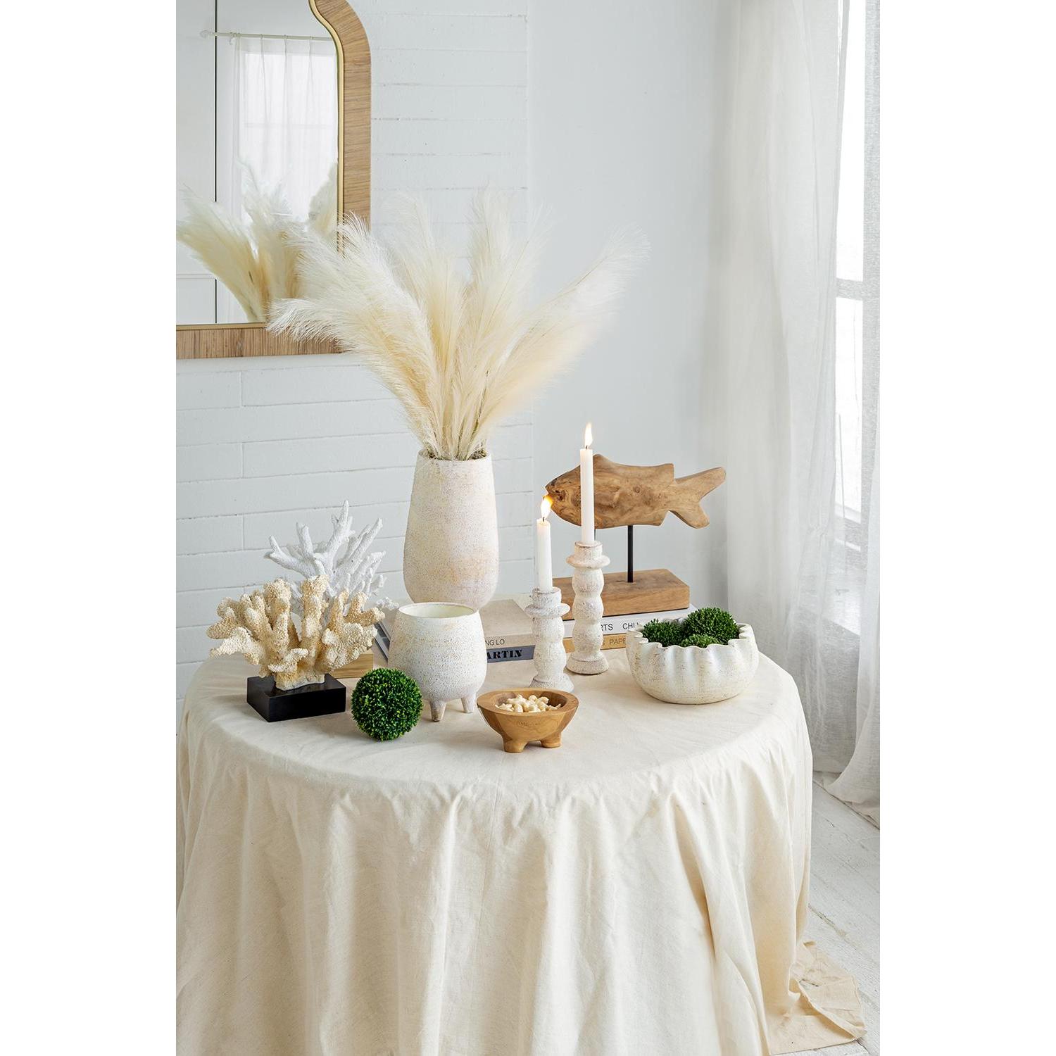 6" White Stoneware Round Jug Vase - Loft&Timber