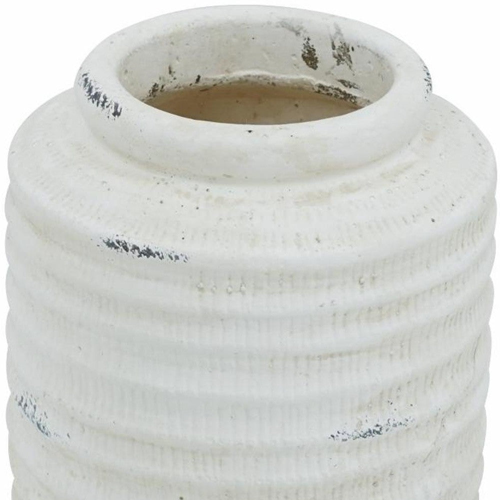 6" White Stoneware Round Jug Vase - Loft&Timber