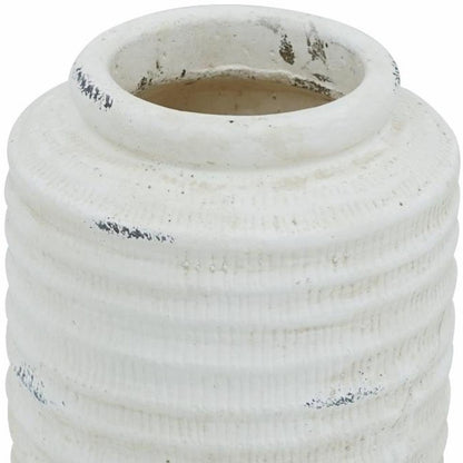 6" White Stoneware Round Jug Vase - Loft&Timber