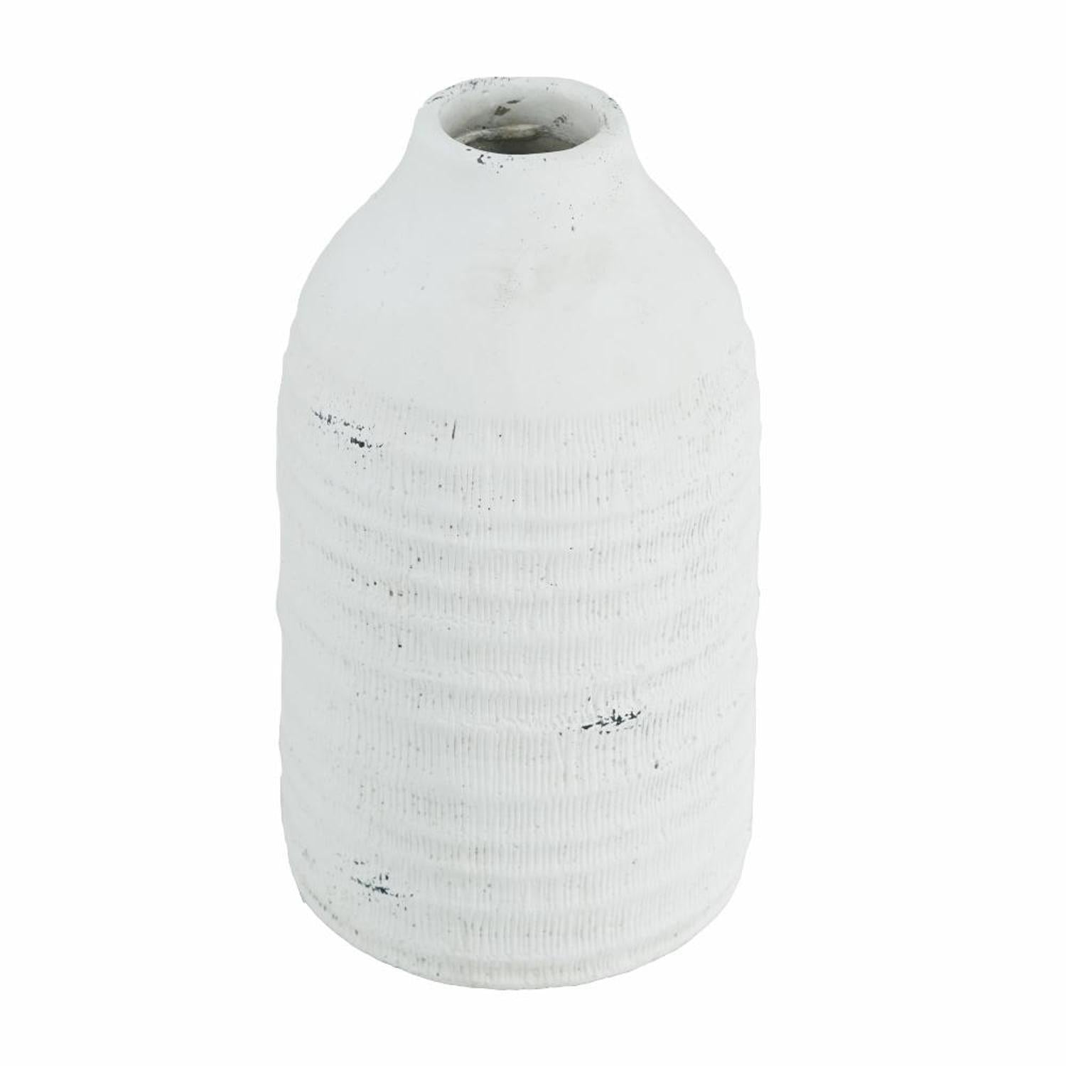 12" White Stoneware Round Jug Vase - Loft&Timber