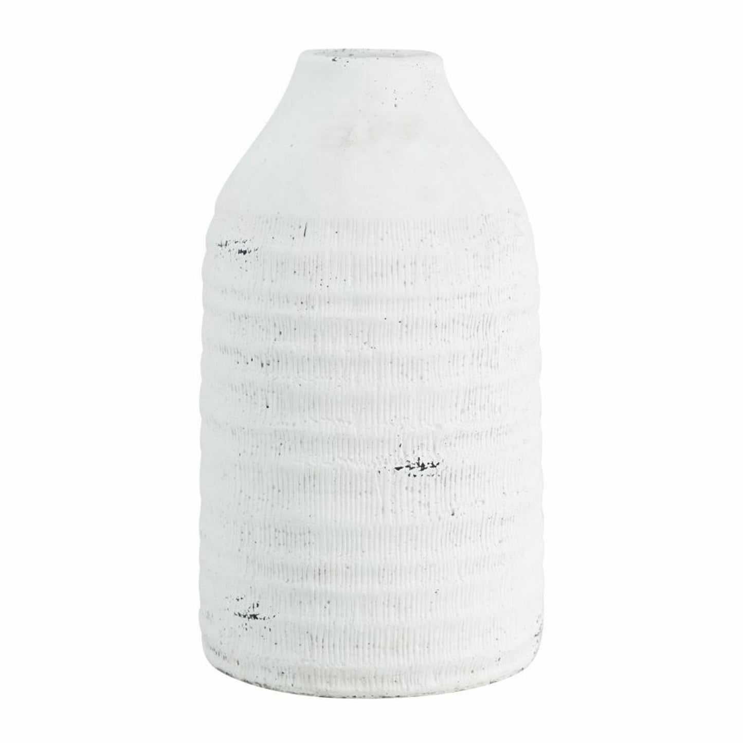 12" White Stoneware Round Jug Vase - Loft&Timber