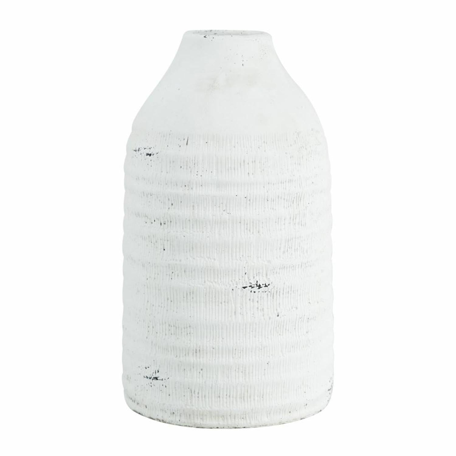12" White Stoneware Round Jug Vase - Loft&Timber
