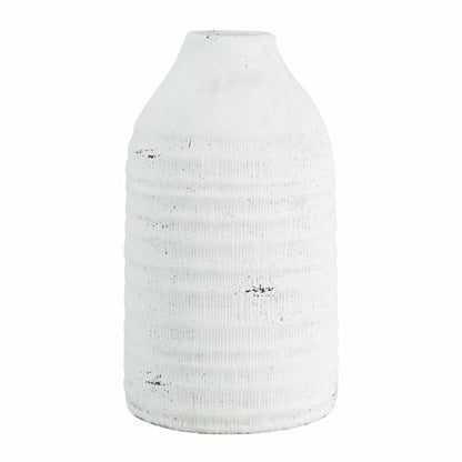 12" White Stoneware Round Jug Vase - Loft&Timber