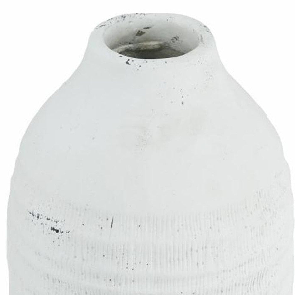 12" White Stoneware Round Jug Vase - Loft&Timber