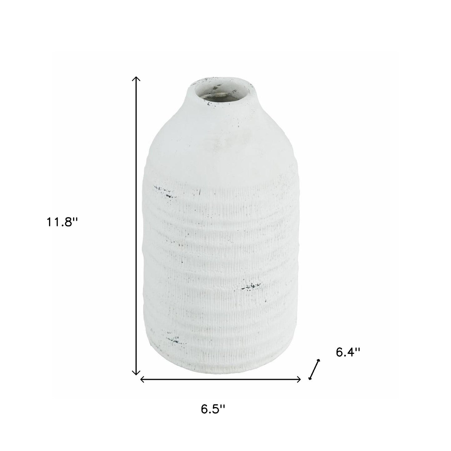 12" White Stoneware Round Jug Vase - Loft&Timber