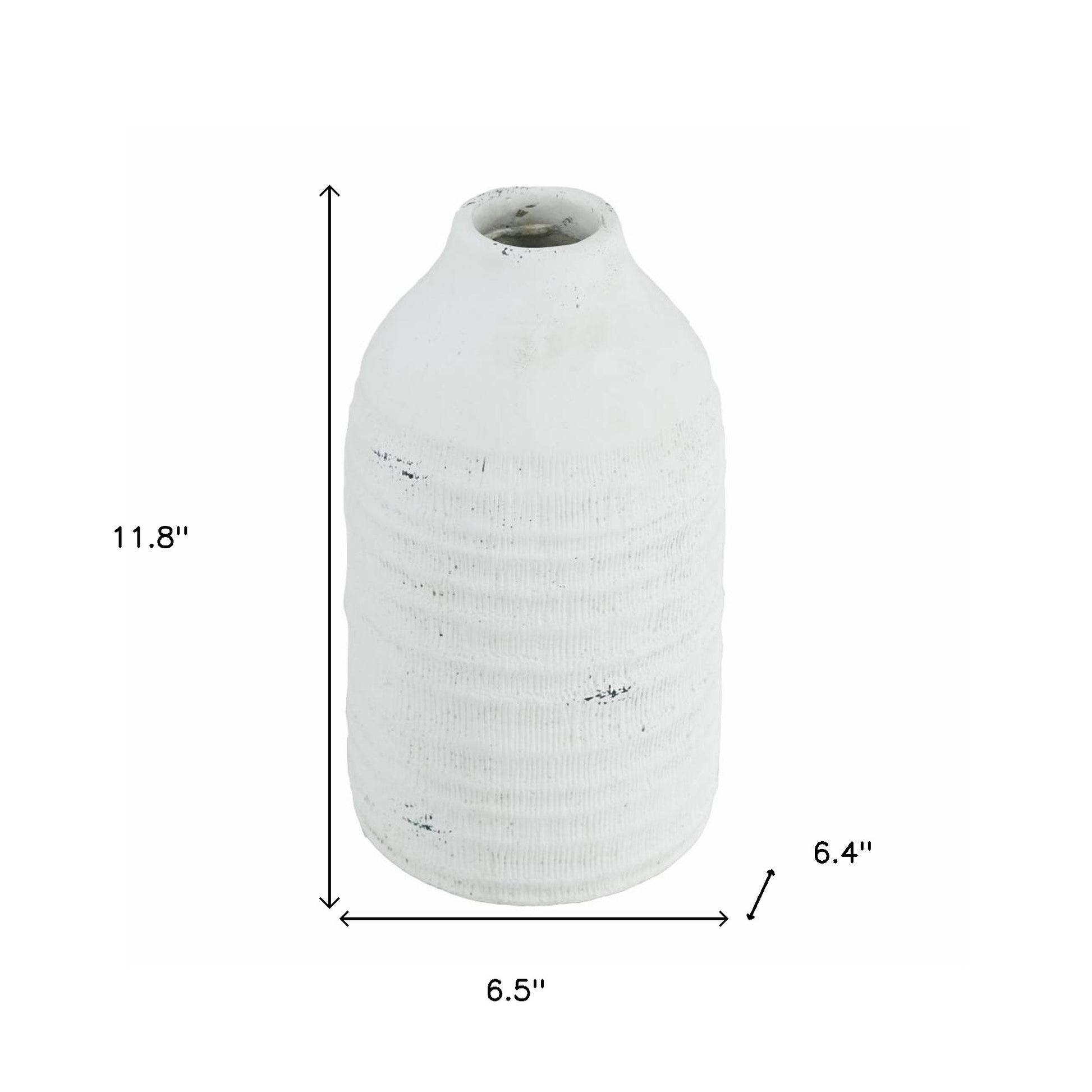 12" White Stoneware Round Jug Vase - Loft&Timber