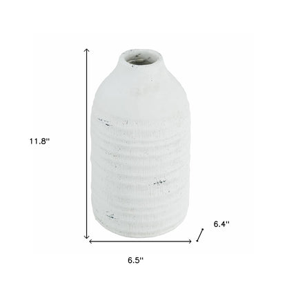 12" White Stoneware Round Jug Vase - Loft&Timber