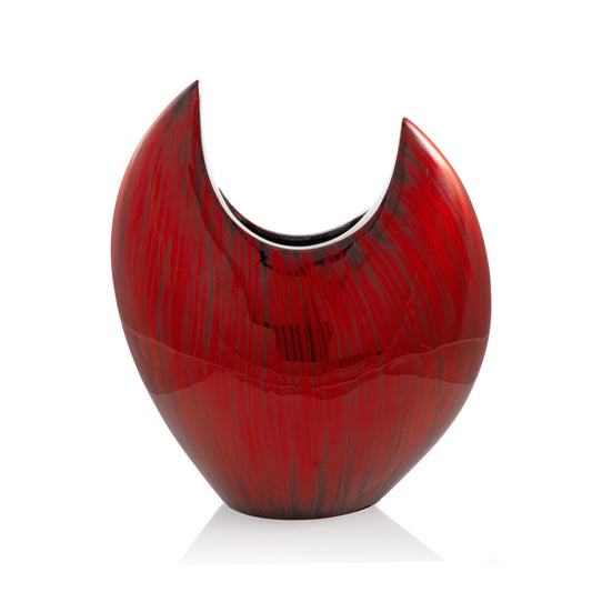 14" Red Striped Aluminum Table Vase - Loft&Timber