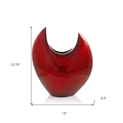 14" Red Striped Aluminum Table Vase - Loft&Timber