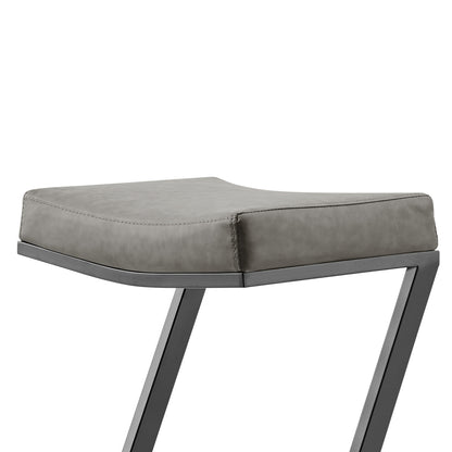 30" Gray and Black Faux Leather and Iron Backless Bar Height Bar Chair - Loft&Timber