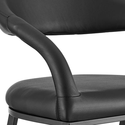 30" Black Faux Leather and Iron Low Back Bar Height Bar Chair - Loft&Timber