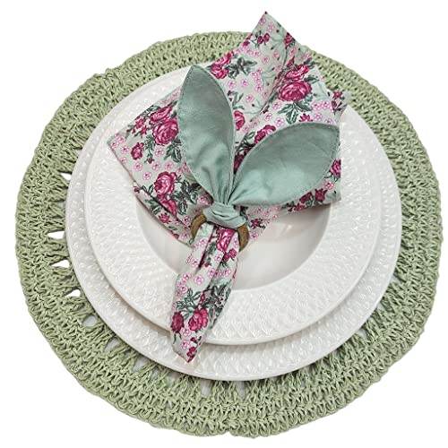 Maison Charlo | Set of 4 Water Green Bunny Ears Napkin Rings | Easter Decorations for Table - Loft&Timber