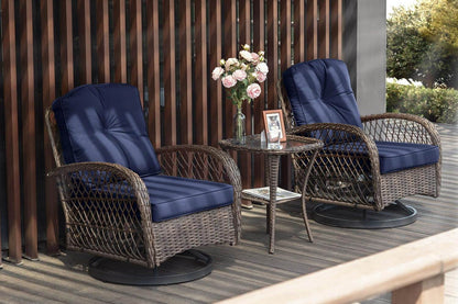 Outdoor Wicker Swivel Glider Rocker Patio Furniture Set - Loft&Timber