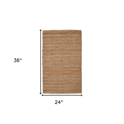 2' X 3' Brown And Brick Red Jute Striped Flatweave Handmade Area Rug - Loft&Timber
