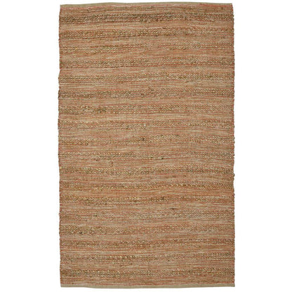 2' X 3' Brown And Brick Red Jute Striped Flatweave Handmade Area Rug - Loft&Timber