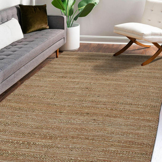 2' X 3' Brown And Brick Red Jute Striped Flatweave Handmade Area Rug - Loft&Timber