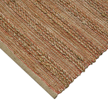 2' X 3' Brown And Brick Red Jute Striped Flatweave Handmade Area Rug - Loft&Timber