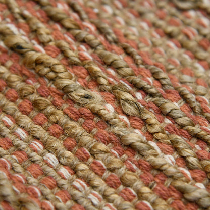 2' X 3' Brown And Brick Red Jute Striped Flatweave Handmade Area Rug - Loft&Timber
