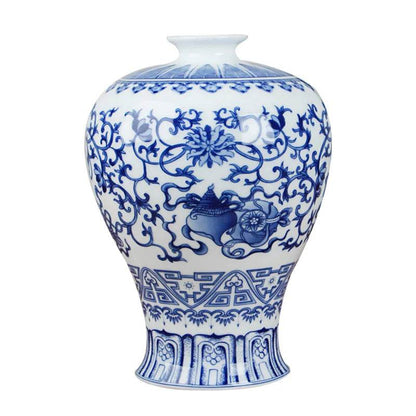 Classic Antique Chinese Blue and White Ceramic Vase - Loft&Timber