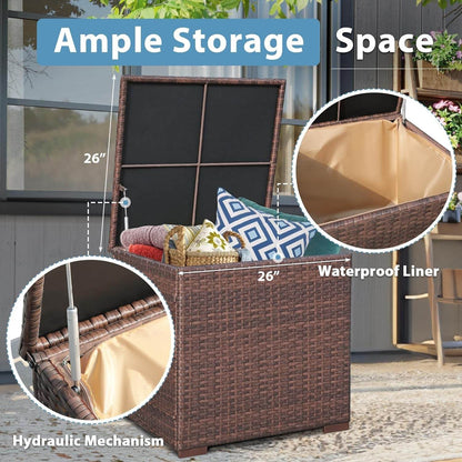 Outdoor Rattan Furniture Set with 45 Inch Fire Pit - Loft&Timber