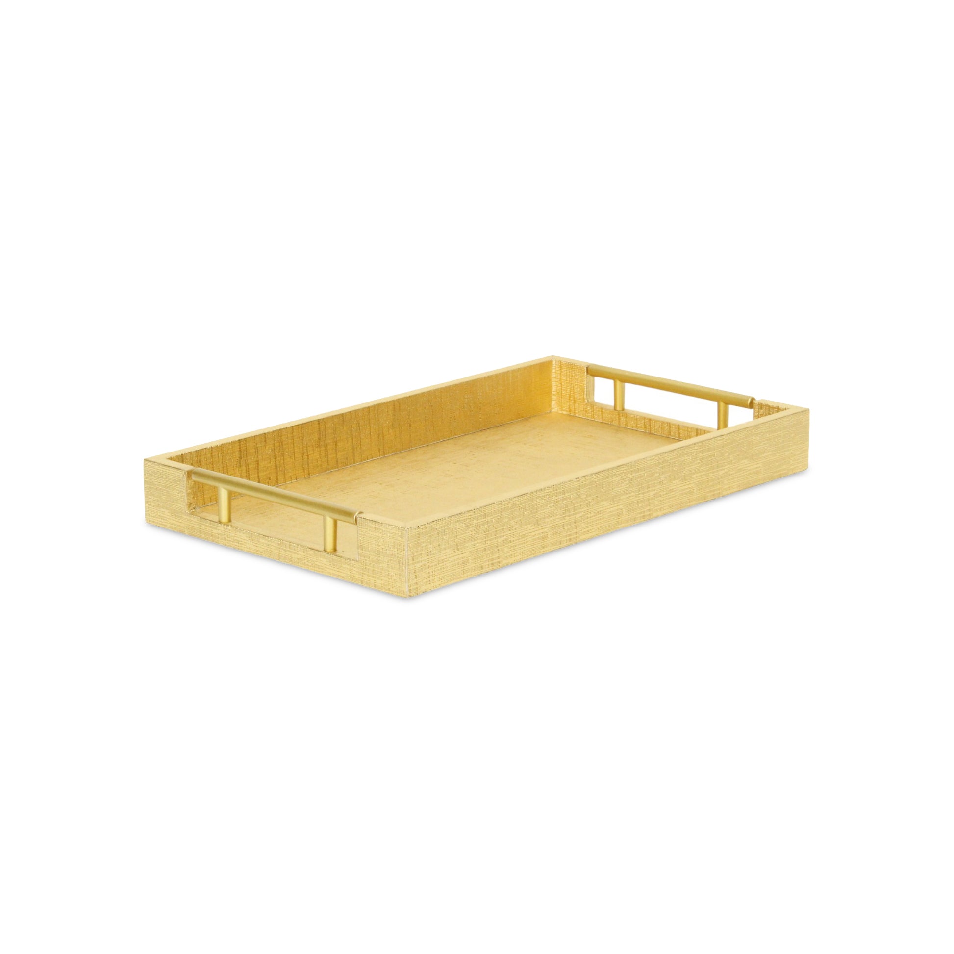 16" Gold Wood Geometric Serving Tray With Handles - Loft&Timber