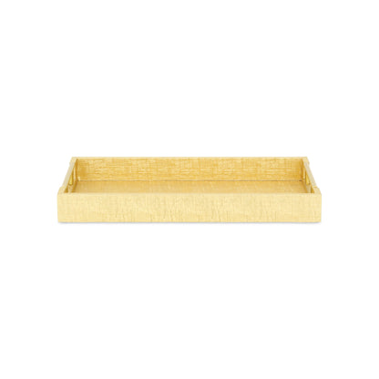 16" Gold Wood Geometric Serving Tray With Handles - Loft&Timber